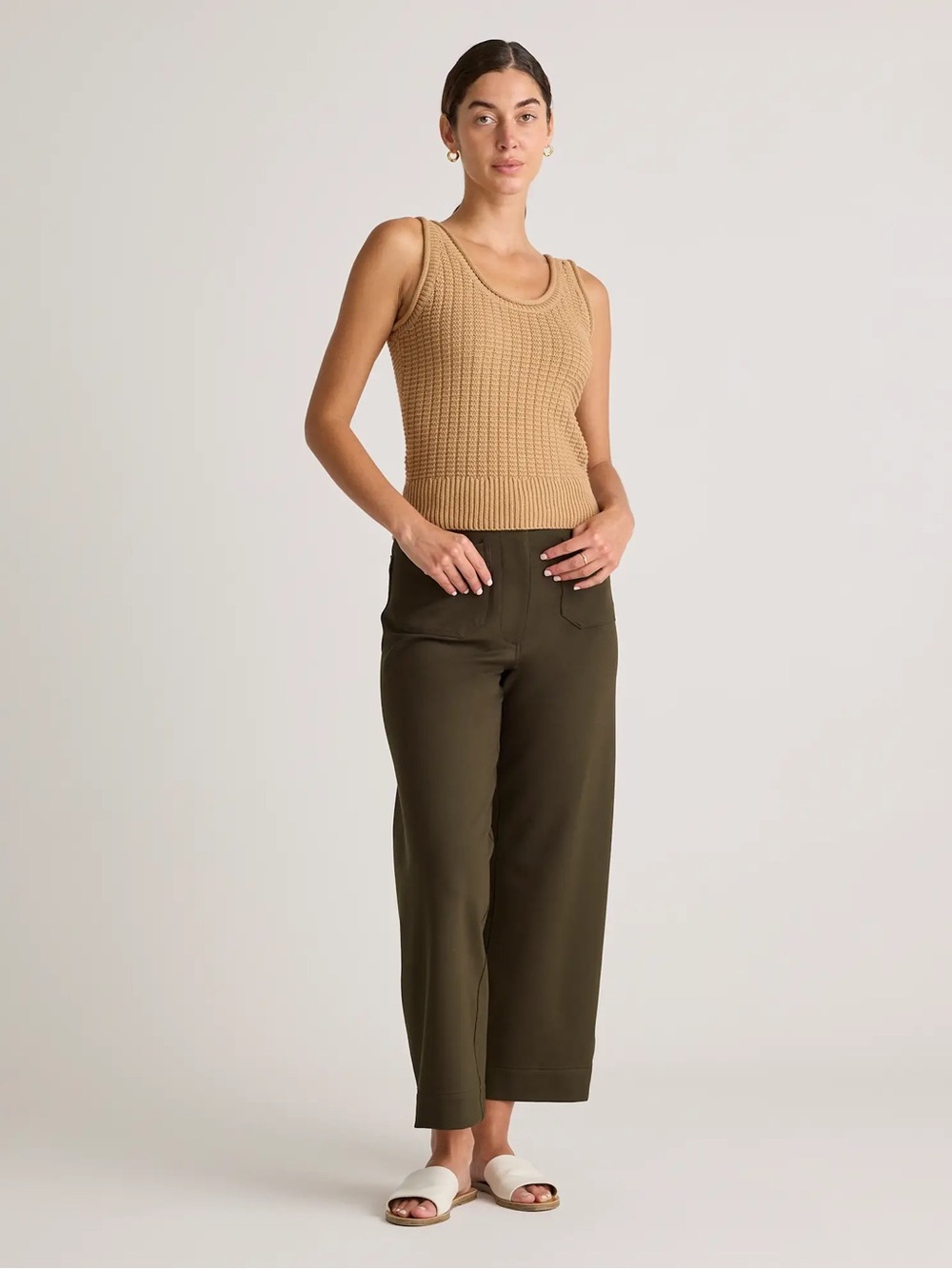 Quince Wide-Leg Pants in Olive Green